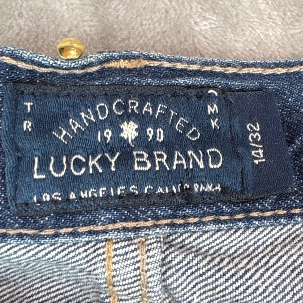 Lucky Brand Sienna Slim Boyfriend Jeans Distressed Raw Hem Blue Denim 14/32 NEW - Picture 7 of 8